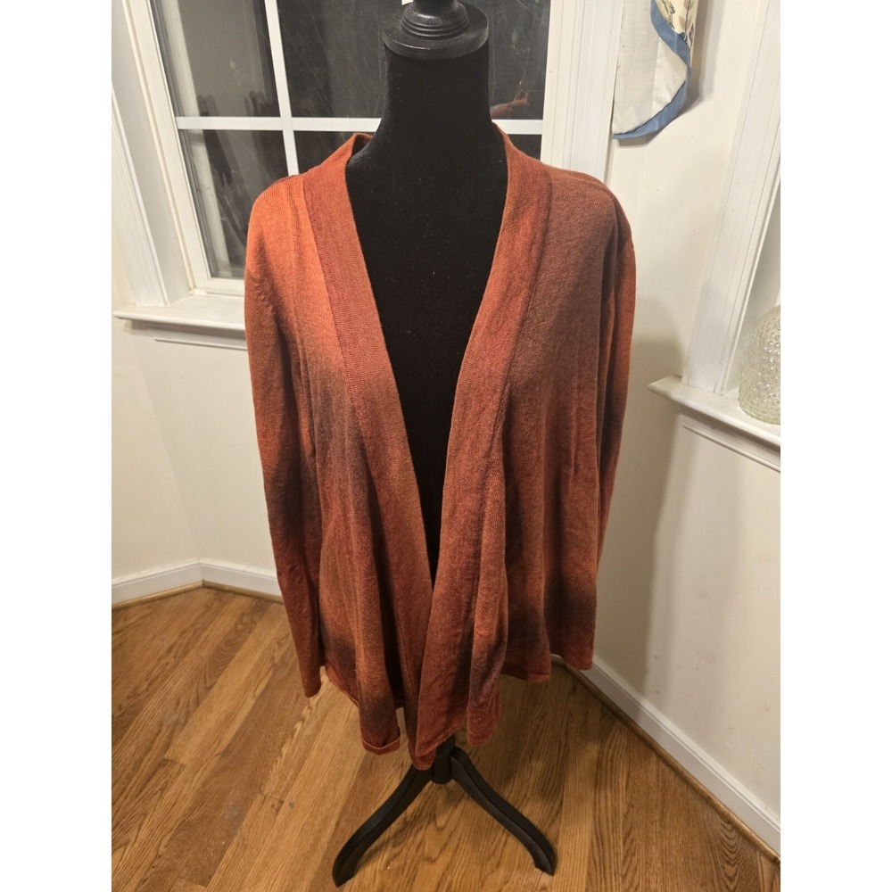 White Stag Cardigan Sweater Ombre Rust Orange Long Sleeve Casual Sz 16-18